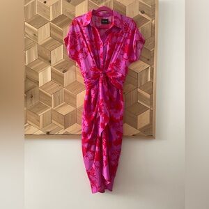 Bold red and fuchsia dress